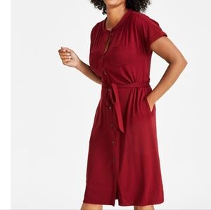 NWT Women's Knit Camp Shirt Dress